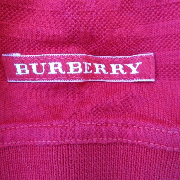 BURBERRY GOLF POLO SHIRT ~ L ~ RED ~ LOGO DETAIL ~ - Picture 8 of 12